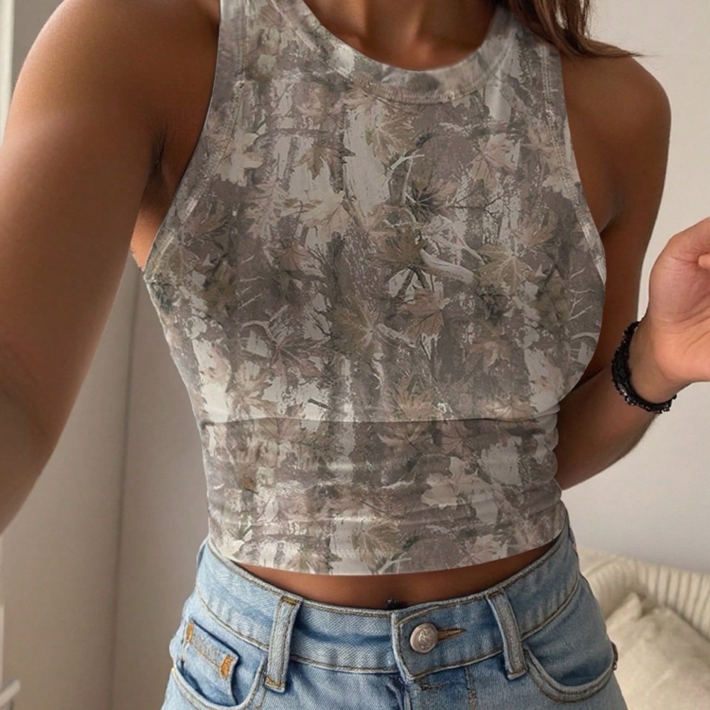Camouflage Sleeveless Crop Top